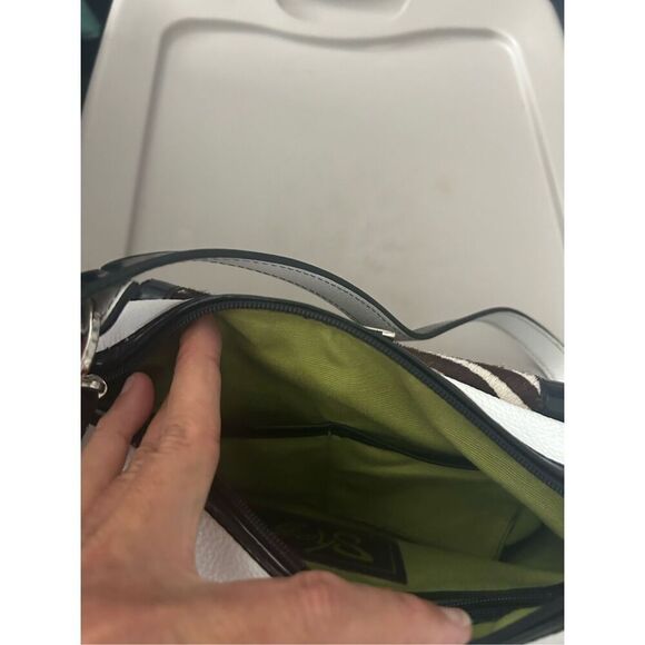 Mini Sharif Studio Leather & Calf Hair Color Block Shoulder Bag - Picture 10 of 13